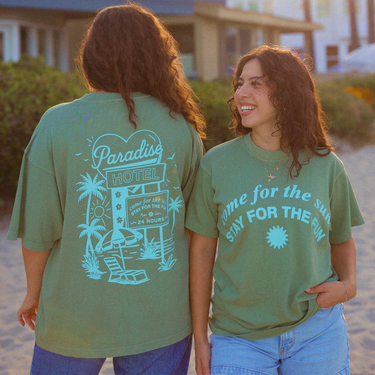 Stay for the fun - Green Vintage Tee