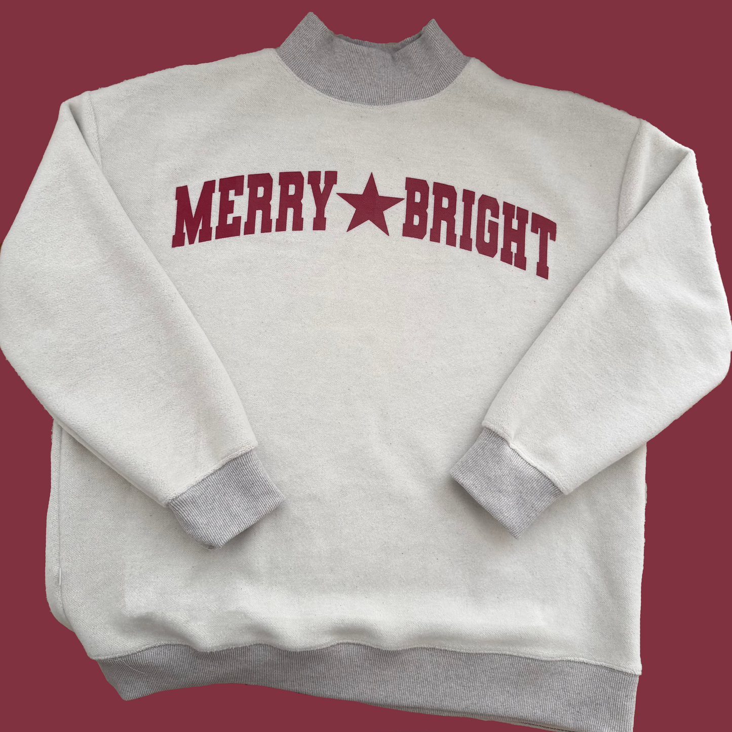 Reversible Christmas Mock Neck Crew