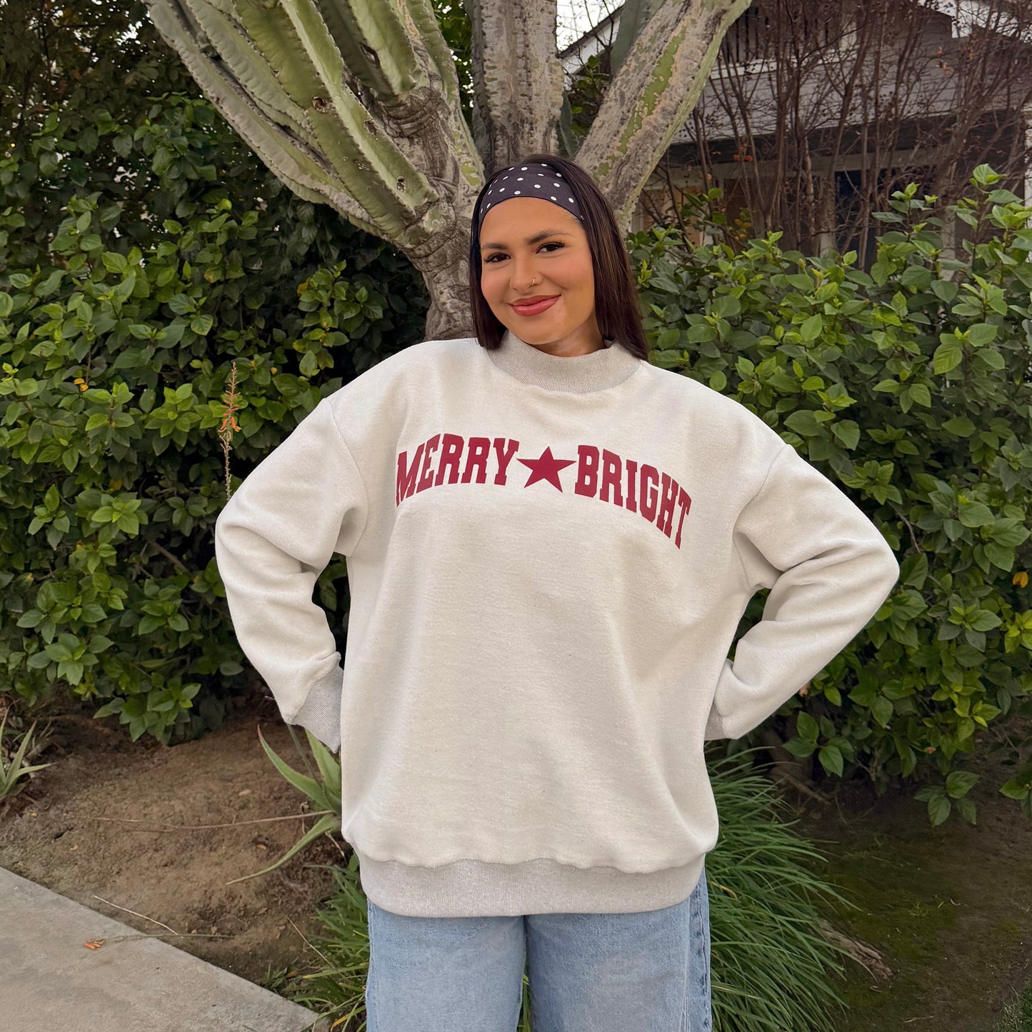 Reversible Christmas Mock Neck Crew