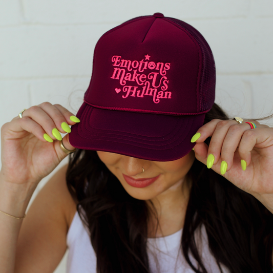 Emotions Make Us Human Burgundy - Trucker Hat