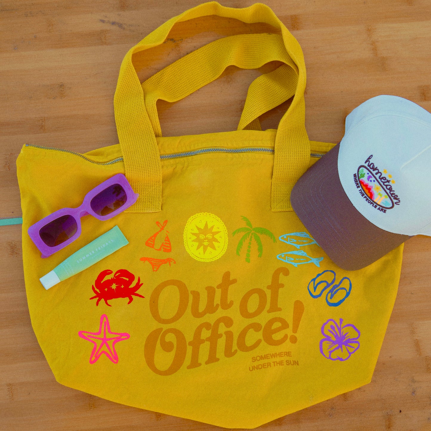 Out Of Office - Yellow Denim Tote