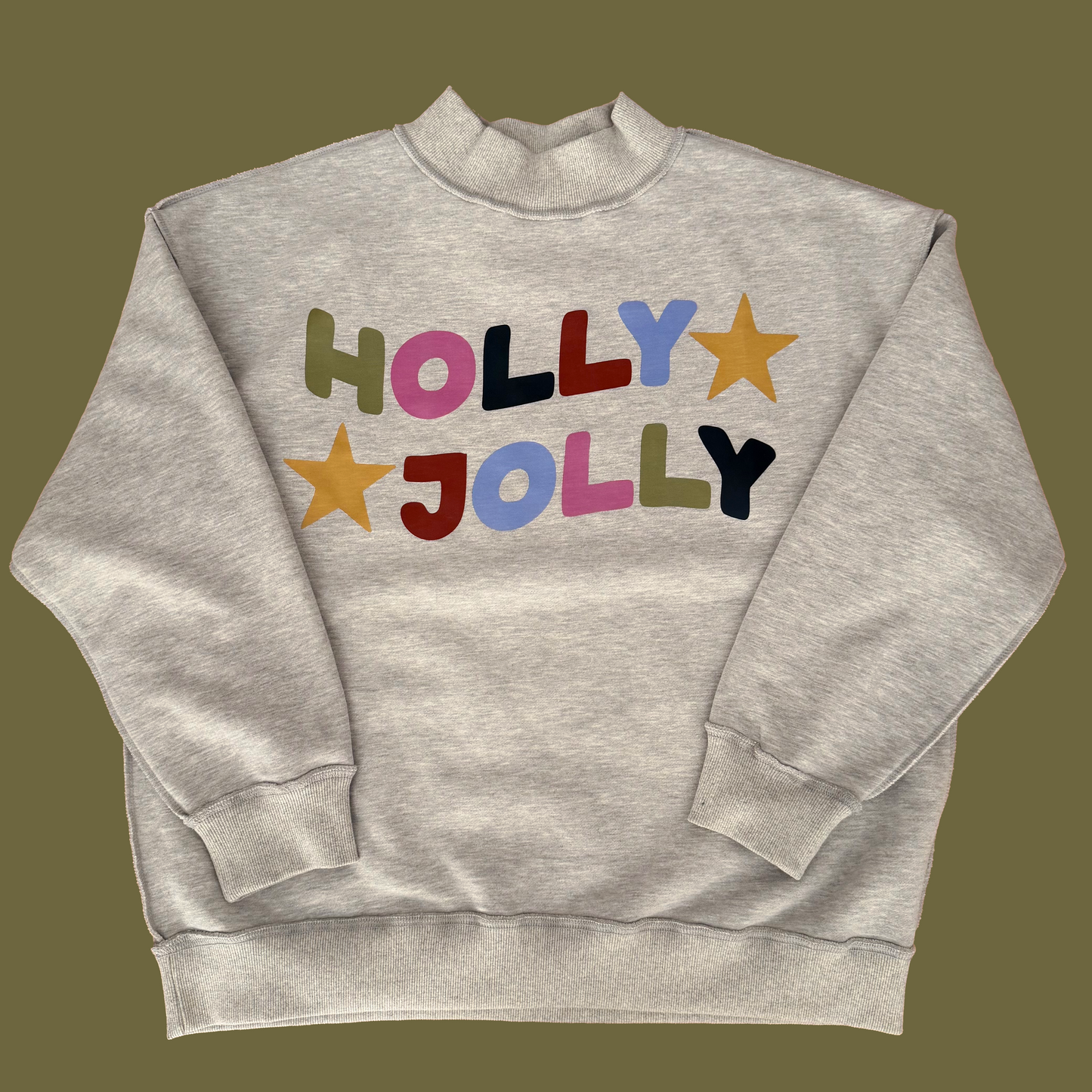 Reversible Christmas Mock Neck Crew